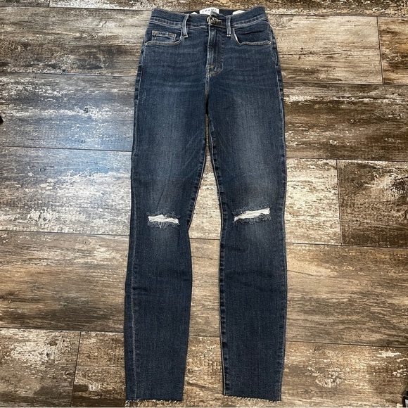 Frame Jeans Ali High Rise Cigarette Raw in Brokedown Palace Size 26 Denim NEW - Picture 2 of 16